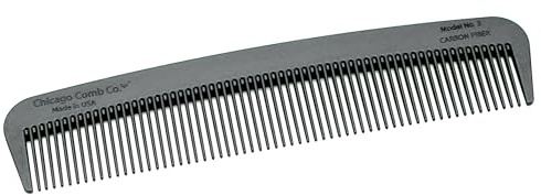 Chicago Comb Model 3 Carbon Fiber, Made in USA, Anti-static, 5.5 inches (14 cm) long, Fine-tooth, Pocket, Travel, EDC comb, Finer Hair and Beards