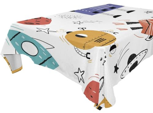 Kutsu Rectangle Tablecloth Wrinkle Resistant Kitchen Dining Table Cloth Robots Tabletop Cover for Decoration Outdoor Picnic 60 x 120