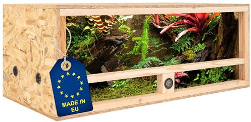 ITA Holz Terrarium 100x50x40 cm mit Seitenbelüftung & Integriertem Hygrometer - Holzterrarium aus OSB-3 Platten - Terrarien für Reptilien, Schlangen, Amphibien - EU Produkt, FSC Zertifiziert