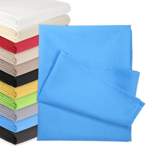 Bettlaken OHNE Gummizug 70 x 140 cm Himmelblau (85% Baumwolle 15% Poly) Betttuch Glatte Betttücher Baumwolle Laken Haustuch Leintuch