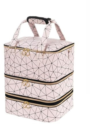 Yolispa Nail Polish Organizer Bag, 3 Layer Nail Storage Organiser Holds 84 Bottles Nail Polish & Nail Lamp with Shoulder Strap, PU Leather Carrying Case for Manicure Tools Storage