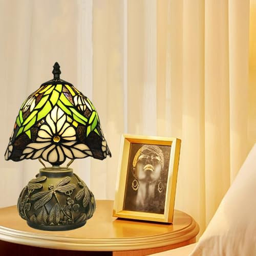 FDOIUTU Lampada da comodino vintage Lampada da tavolo a LED in vetro con base in resina Lampada da tavolo in stile barocco Lampada da comodino E27 Lampadina non inclusa (bianco)