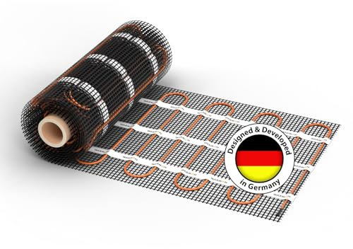 Elektrische Fußbodenheizung: Zweiader-Heizmatte WARMON ULTRA 200 W/m² mit WiFi-Thermostat OKE-25 Touch und schwarzem Garda Glass-Abdeckrahmen, Thermostat:, Mattengröße:1 m²