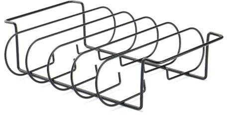 Rinteea Non-Stick-Edelstahl-Rippengestell zum Grillen, das 4 Rippengestelle für das Grillen Hält. Grillgestelle in Schwarz.