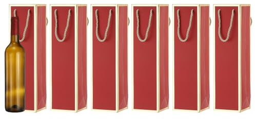 sourcing map 13.7 x 3.7 x 3.5 Wine Gift Bag, 6Pcs Gold Edge Wine Bags Gift Tote Carrier Bottle Bag with Handles Bulk for Wedding Party Supplies, Birthday Holiday, Red