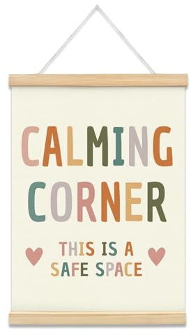 Komergave Motivational Wall Art, 16x12inch Inspirational Quotes Wall Art, Boho Motivational Wooden Canvas Poster Hanger for Living Room, Bedroom,Office (Calming Corner)