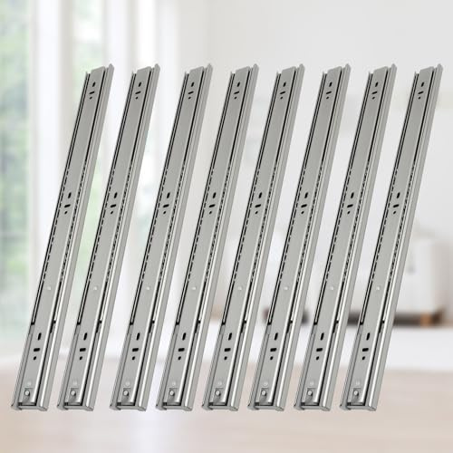 Monucep Juego de 8 rieles para cajones, 250 mm, sistema de rieles con autocierre