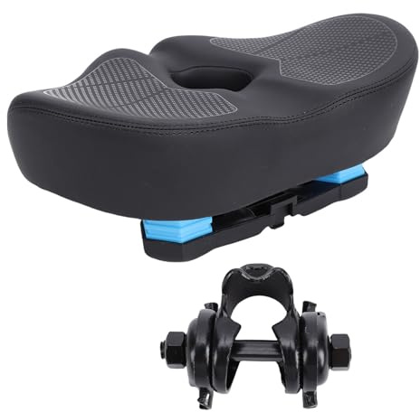 Fabater Asiento de Bicicleta de Gran Tamaño sin Nariz, Cómodo Sillín de Bicicleta de Espuma Viscoelástica a Prueba de Agua, Cojín de Asiento Extra Ancho para Hombres y Mujeres (Black)