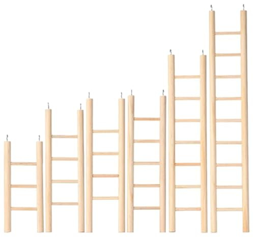 ROMISBABA Scala per Uccelli in Legno Naturale 6 Pezzi Set Scale Creative a Forma di Pappagallo, Giocattolo da Interno per Arrampicata e Masticazione, Accessorio per Gabbia Uccelli