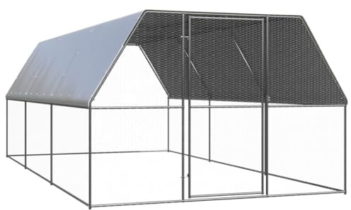 LoogCape Outdoor Chicken Cage 3 x 6 x 2 m Galvanised Steel Weatherproof Enclosure with Water-Repellent Roof, Lock Door and Sturdy Metal Frame for Chickens, Ducks, Small Animals, Garden, Balcony