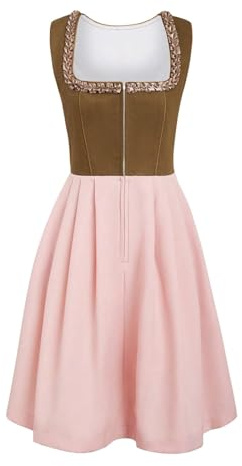 deux pièces de l' féminin allemande ensemble traditionnel de pour femme avec corsage orné de dentelle et boutons triples tenue festive de bière élégante et authentique (Brown, XXL)