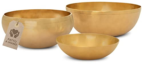 MASSAGE-EXPERT Juego de cuencos tibetanos para principiantes [3 x cuencos tibetanos], desde pequeño Ø 13,5 cm - tono alto hasta grande Ø 21,5 cm - tono profundo, para masaje sonoro, relajación y yoga.