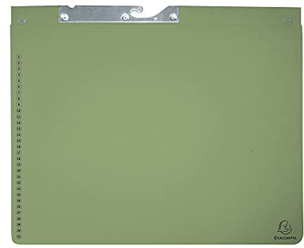 Exacompta 353125B 25er Pack Pendelhefter Exaflex aus extra starkem Recycling Karton, mit einer dehnbaren Tasche am Rückendeckel ideal für Büro, Kanzlei und Anwälte Blauer Engel grün, 1x Links- oder Rechtsheftung
