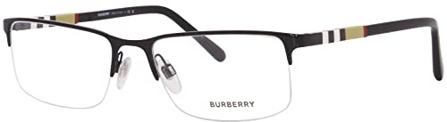 BURBERRY BE 1282 1001 Black Palladium Metal Semi-Rimless Eyeglasses 55mm…