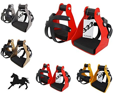 322 Estribos de aluminio de seguridad Endurance Trail Horse enjaulados ligeros (rojo)