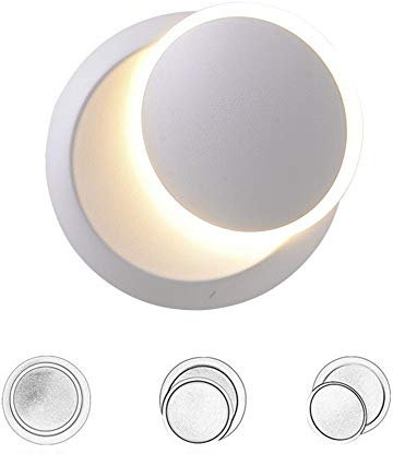 Chrasy LED Wall Light Modern Indoor Wall Lamp Sconce Adjustable Rotatable 350 Degree Lighting Direction Lighting Fixtures for Living Room Bedroom Bathroom Stairs Hallway, Warm White (5W, White)
