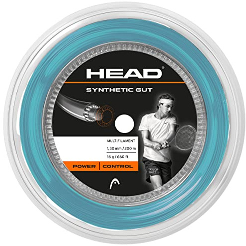 HEAD Bobine de Cordes de Tennis en Gut synthétique, Calibre 16, Bleu, Longueur de 200 m