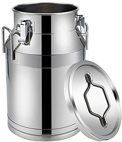 Lata de transporte de leche - Recipiente de acero inoxidable de 15-60 L Recipiente para lechería - Jarra de mano Barril de aceite Recipiente de té - Para aceite Mantequilla Recipiente,25L(32x48cm)