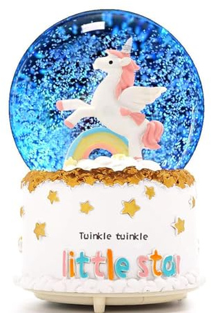 JORMEY Unicorn Snow Globe for Kids, Musical Snowball with Colorful Lights Automatic Snowfall, for Girl Boy Christmas Birthday Ideal Choice, 4x6.3inch Music Box