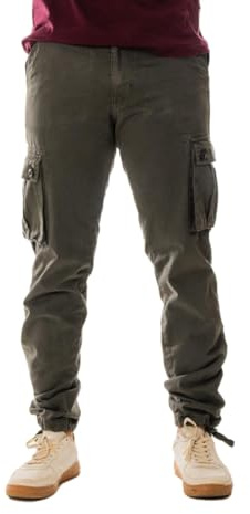 Vasego Men's Cargo Trousers - Durable Work Pants for Men with 6 Pockets - Loose Fit Men's Work Trousers - Camping Hiking Trousers | Colour: Grey, Size: 34