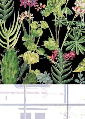 Lister Cartwright Tropical Plants Design Blackout Roller Blinds Windows Blind Easy Fit Child Safety Included (Black, 120 cm Width x 160 cm Drop)