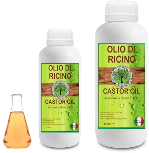 Olio di Ricino Olio BIO no OGM. Puro 100%. Castor Oil Spremuto a Freddo Stimola la Crescita dei Capelli/Ciglia/Sopracciglia. Vegano (1000 ml)