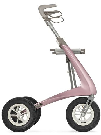 byACRE Carbon Overland | Déambulateur tout-terrain en carbone | Grandes roues pneumatiques | Léger à seulement 6,7 kg | Pliable et avec siège (or rose)