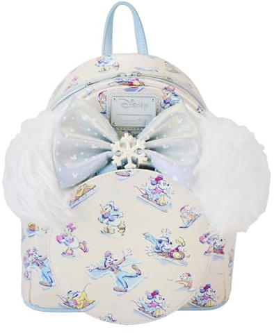 Loungefly Disney Mickey and Friends Winter Wonderland AOP Mini Rucksack mit Stirnband