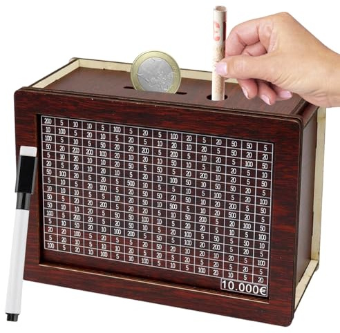 Hucha Ahorro con Contador, Caja para Ahorrar Dinero con Números para Marcar, Hucha 10000 Euros con Objetivo De Ahorro, Reutilizable, para Ayudar a Adultos Y Niños a Desarrollar El Hábito del Ahorro