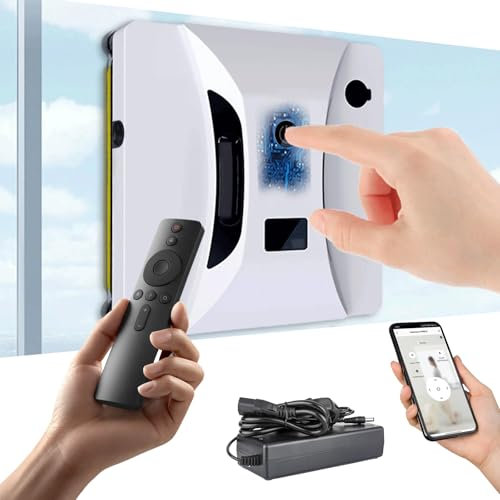 80W Window Cleaning Robot, 2800Pa Robot Window Cleaner with Water Spray, Automatic Electric Window Cleaning Robot with 40ML Water Tank, Remote Control, 3 Clean Modes, for Outdoor/Indoor Windows