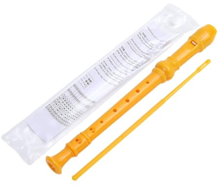 Jolsaawie FlûTe à Bec Soprano Jaune à 8 Trous avec Tige de Nettoyage, Enregistreur à Clé C de Style Allemand pour Enfants DéButants et éTudiants