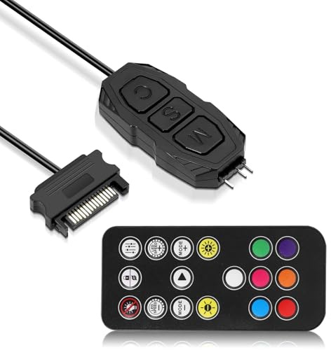 Controller ARGB PC Ulegqin Controller ARGB 5 V 3 pin SATA con Controllo Remoto SATA Alimentazione Telecomando a 17 tasti Interruttore a colori Hub ventola RGB per Telaio Ventole e Strisce luminose
