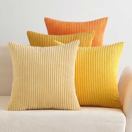 EMEMA Funda de cojín 60x60 cm de terciopelo otoñal, juego de 4 fundas de cojín decorativas para sofá, cojín decorativo, funda de cojín de pana ornamental, suave para sofá, sala de estar, dormitorio
