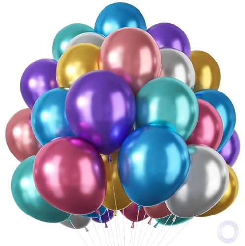 Metalliska heliumballonger, 100 st färgglada guldgröna röda blå ballonger, flerfärgade tjocka heliumballonger för barn födelsedagsfest dekorationer påsk baby shower förlovningsjubileum bröllop, 30 cm