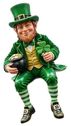 Genérico Estatua de Duende del Día de Patricio con Shmarock y macetas de Oro Decoración de de Resina con temática Irlandesa para hogar, oficinas, Fiestas, decoración del hogar del Día de
