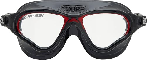 Cressi Cobra Anti Fog Premium Swim Goggles Mask - Black/Red