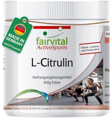 Fairvital | L-citrulline en poudre dose élevée - 400g - L-citrulline-malate sans additifs