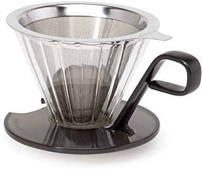 Primula Seneca Pour Over Coffee Maker Removable Ultra Fine Micro Mesh Stainless Steel Filter, 4.8 x 4.8 x 4.8 inches, Black