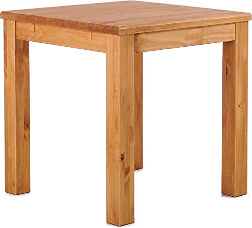 B.R.A.S.I.L.-Möbel Esstisch Rio Classico 73x73 cm Honig Holz Pinie Massivholz Esszimmertisch Echtholz ausziehbar vorgerichtet für Ansteckplatten