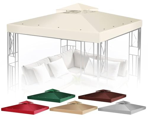 Flexzion 10 X10 Top Canopy Replacement Lusthus - Dubbeldäckad slät kant UV30 polyester UV30 vattentätt skydd för utomhus, trädgård, uteplats, gräsmatta solskydd