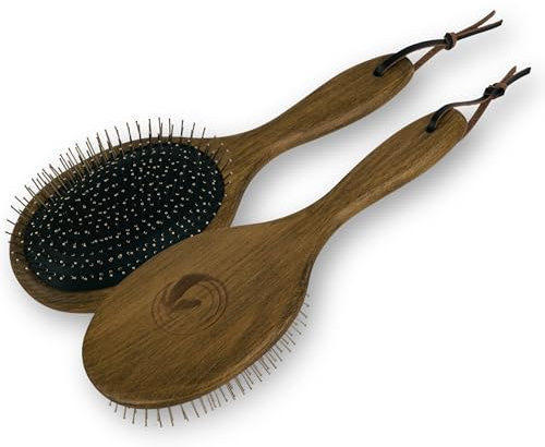 Equimour Mähnenbürste & Schweifkamm – Pferde-Haarbürste aus Holz & Metall – Ergonomisch zum Entwirren, Glätten & Pflegen von Mähne und Schweif – Ideal für Fellpflege & Putzroutine