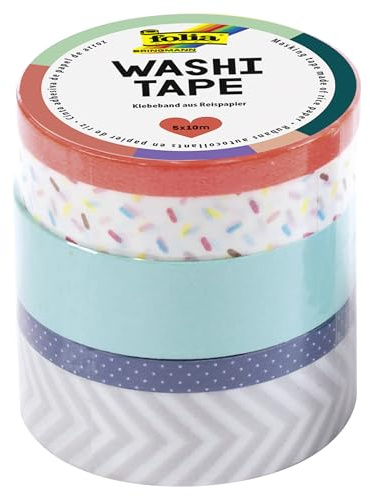 folia Washi Tape - Cinta adhesiva, naranja neón, papel de arroz, juego de 5 unidades, ideal para decoración, colorido, talla única