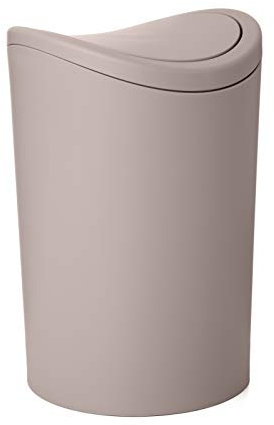TATAY Poubelle de salle de bain avec couvercle inclinable, Capacité 6L, en Polypropylène, Sans BPA, Couleur Taupe. Mesure 19 x 19 x 28 cm