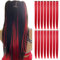 SHKJCHP Rot Haarverlängerungen Clip Damen Mädchen Perücken Cosplay 21/55cm Langes Glattes Haar Hitzebeständige Perückenteile 16 Stück (Rot)