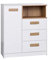 Marmex Grant G4 - Kommode 88x102x40, Schrank mit Schubladen, Türen und Ablage für Spielzeug, Praktische Kommode für Bücher, für Kinder, Jugendliche - Weiß + Riviera Eiche