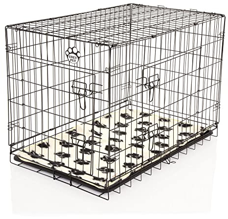 Cozy Pet Dog Cage 36 Black Inc Vet Bed (92cm) ABS Tray Folding Puppy Crate Cat Carrier Dog Crate DCP36B + VB36C