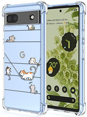 XINYEXIN Handyhülle für Google Pixel 6a Hülle Süße Katze Cartoon Muster Design Mode Ultra Dünn Transparent Schutzhülle Stoßfest TPU Bumper Clear Case - Kitten