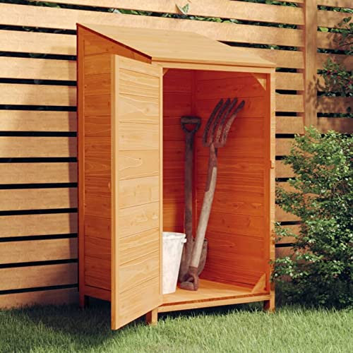 Tidyard Verktygsskjul brun 55 x 52 x 112 cm massiv gran trä gräsmatta, trädgårdsmodell 152181