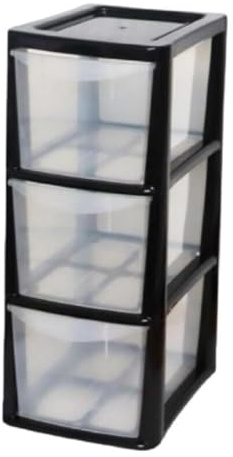 3 Tier Drawer Medium A5 Size Tower Storage Unit Homes, Kitchen, Schools, Offices Plastic Drawer Organizer Desktop Stationary, Art Supplies, Shoes, Small Toys, (3 Drawers Medium Black)