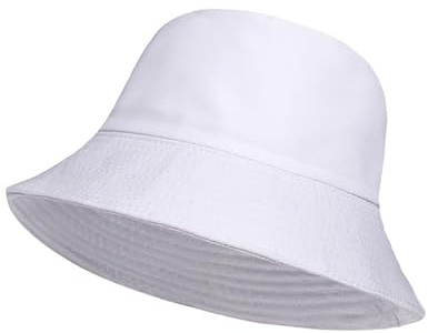 COSHAL® Unisex hinkhatt vändbar herr, dam bomull fiskarhattar för jakt, camping, vandring, resor, fiske, fotboll sommar sol hatt enfärgade storlek 56-58 cm, Vitt, one size